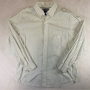 Chaps Button Down Long Sleeve Checkered Shirt Size L Embroidered Logo